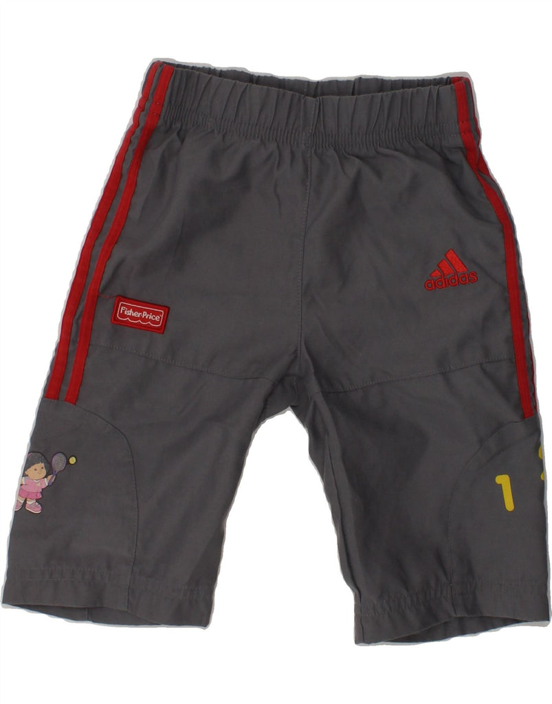 ADIDAS Girls Graphic Sport Shorts 11-12 Years Grey Polyester Vintage Adidas and Second-Hand Adidas from Messina Hembry 