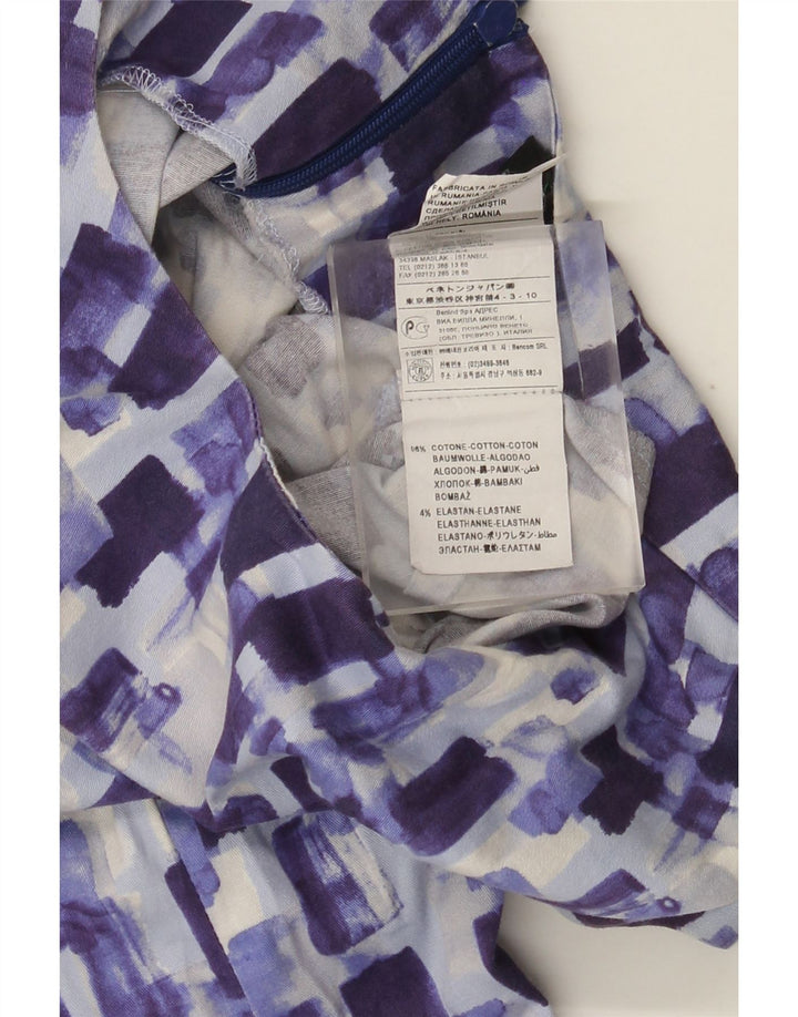 Benetton Womens Sheath Dress UK 10 Small Blue Check Cotton