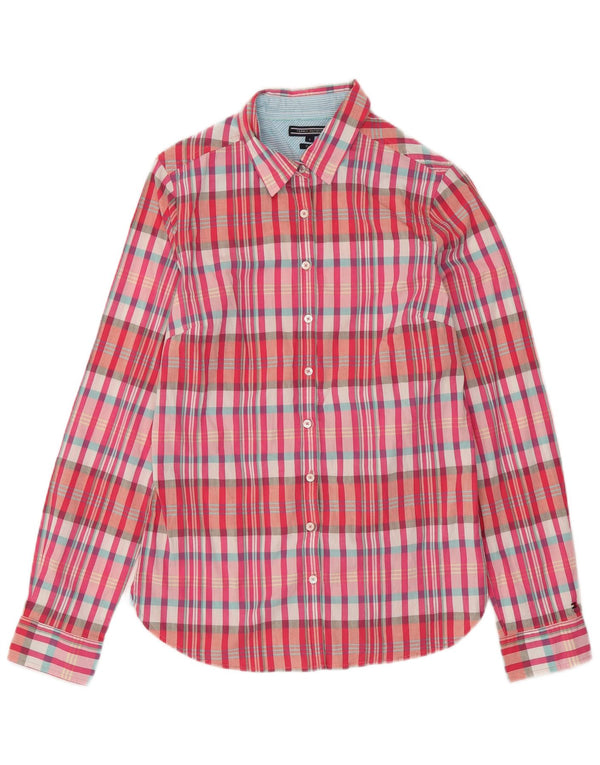 TOMMY HILFIGER Womens Fitted Shirt US 8 Medium Pink Check Cotton
