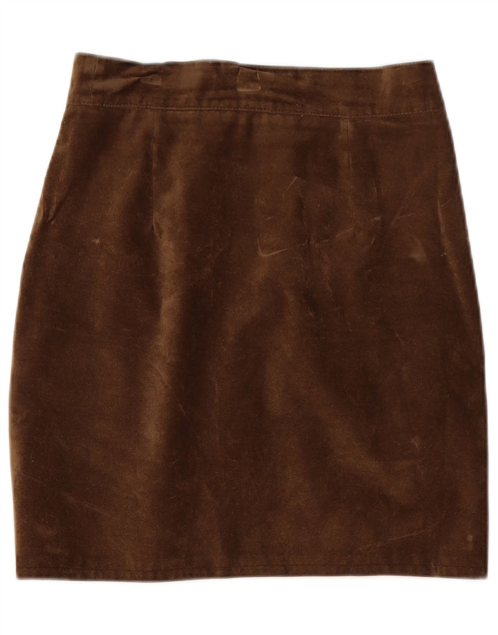 Vintage Womens Suede Pencil Skirt  W26 Small Brown