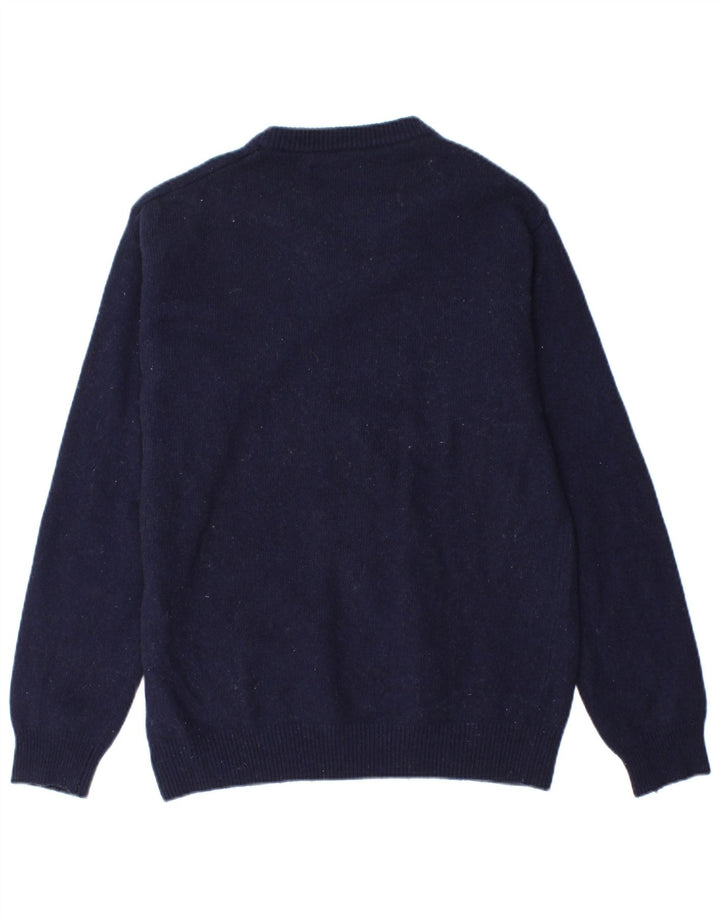 MARLBORO CLASSICS Mens V-Neck Jumper Sweater Large Navy Blue Wool