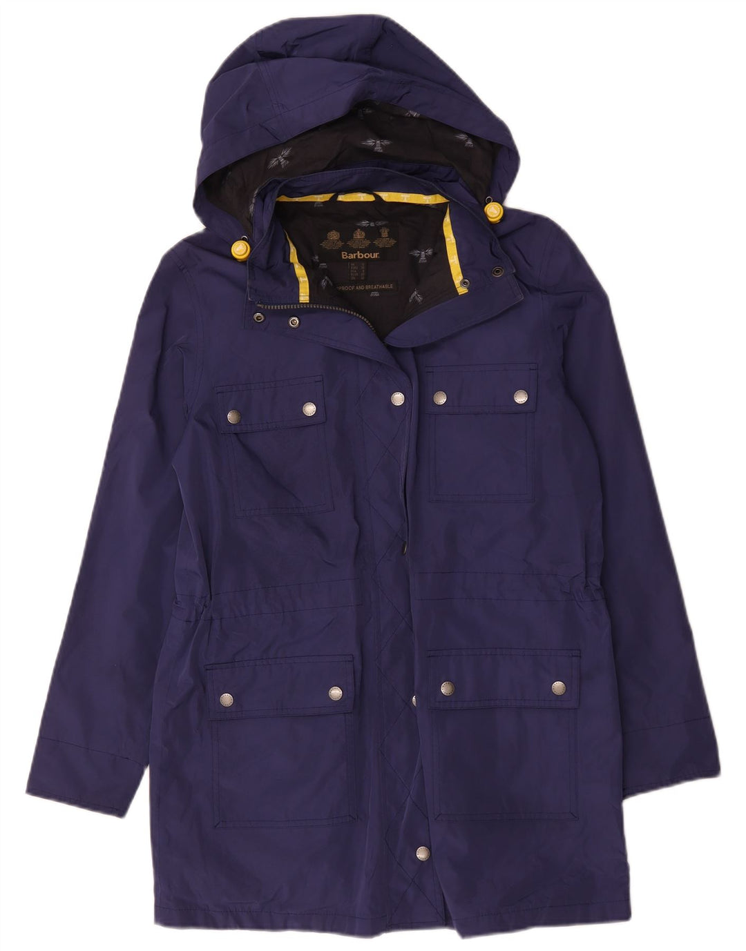 Barbour Womens Hooded Windbreaker Coat UK 12 Medium Navy Blue