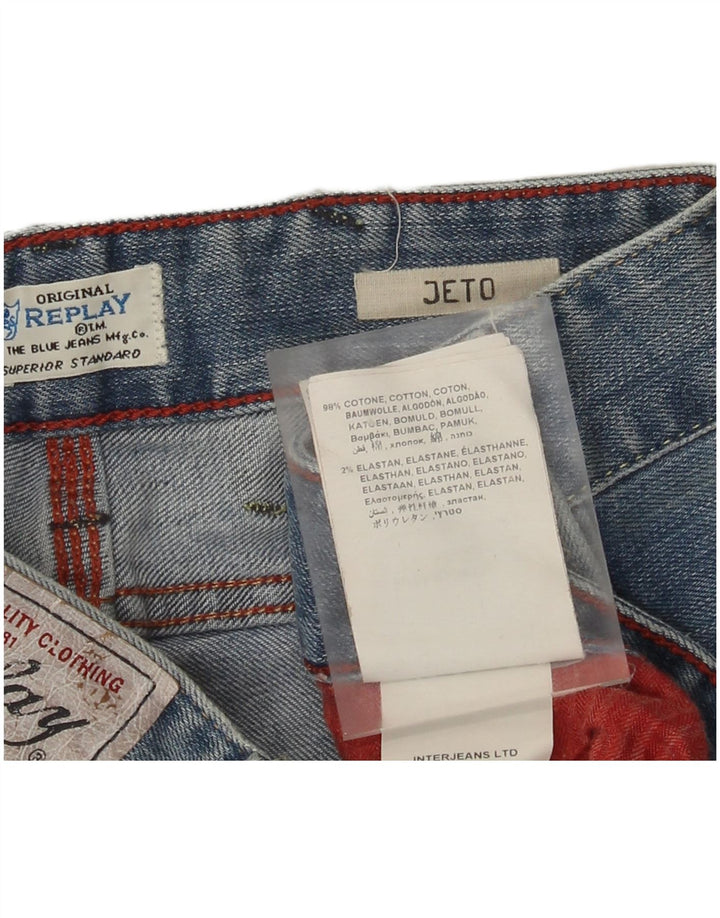 Replay Mens Jeto Slim Jeans W34 L32 Blue Cotton