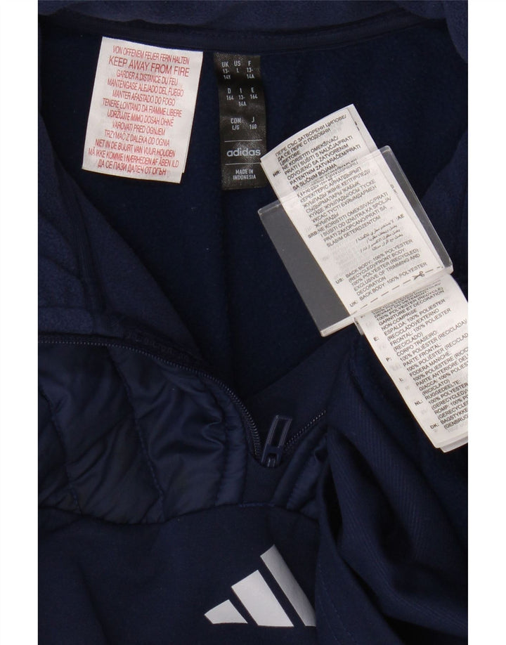 Adidas Boys Aeroready Zip Neck Pullover Tracksuit Top 13-14 Years Navy Blue