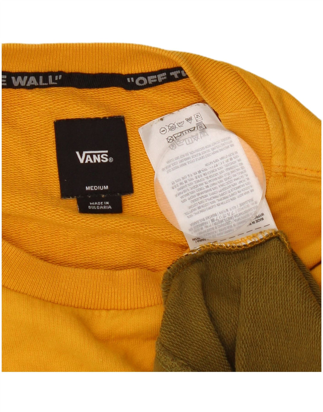 Vans Mens Graphic Sweatshirt Jumper Medium Yellow Colourblock Cotton