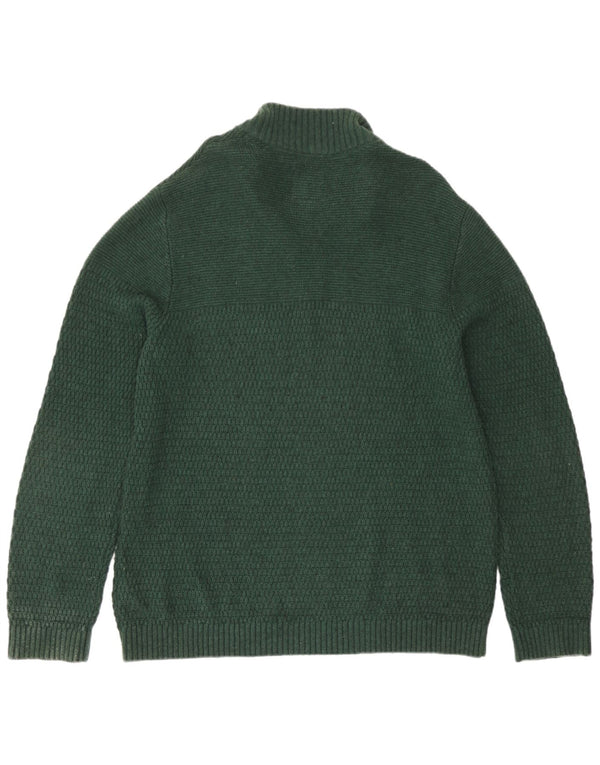 Fat Face Mens Zip Neck Jumper Sweater XL Green Cotton