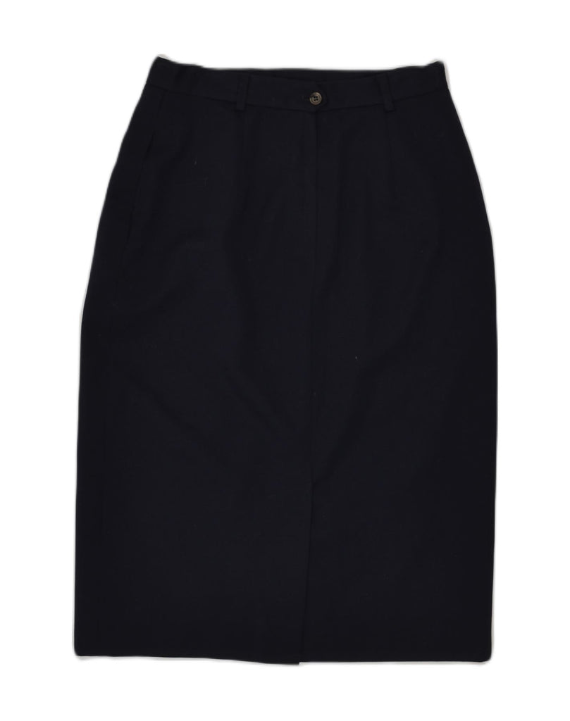 RALPH LAUREN Womens Straight Skirt UK 10 Small W28 Navy Blue Wool | Vintage Ralph Lauren | Thrift | Second-Hand Ralph Lauren | Used Clothing | Messina Hembry 