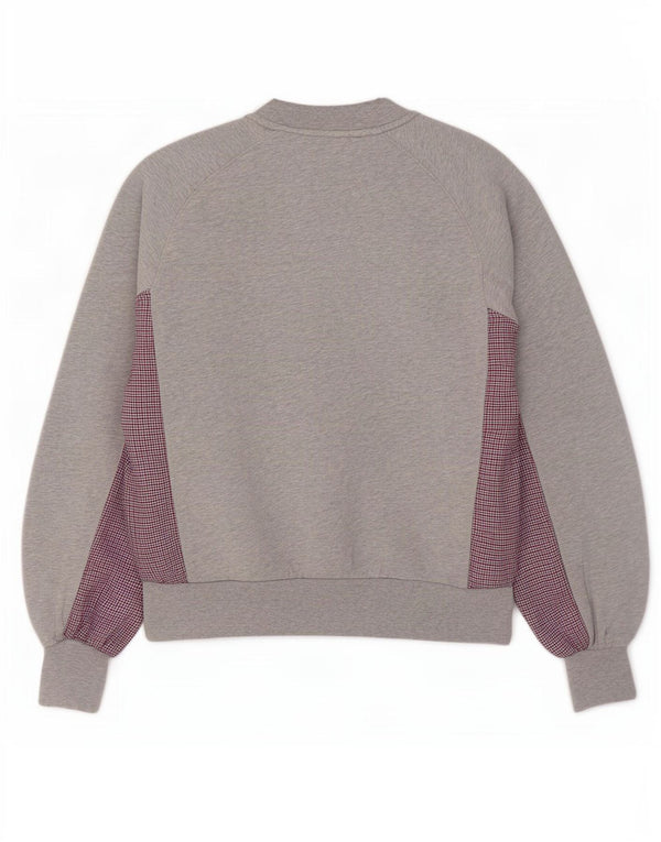 Lacoste Womens Oversized Sweatshirt Jumper Size 34 Small Grey Houndstooth