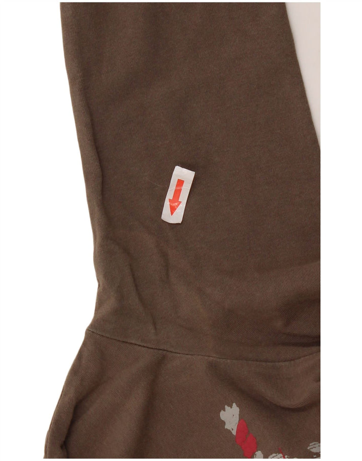 Murphy & Nye Womens Graphic Top Long Sleeve UK 8 Small Brown Cotton