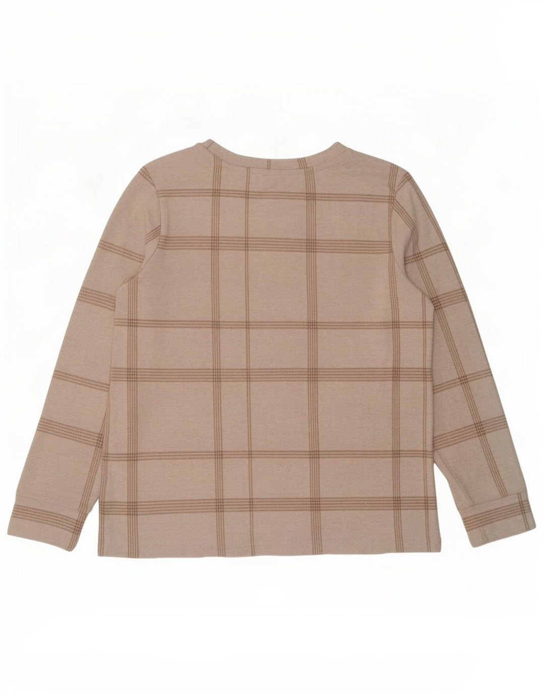 Marks & Spencer Womens Top Long Sleeve UK 12 Medium Off White Check