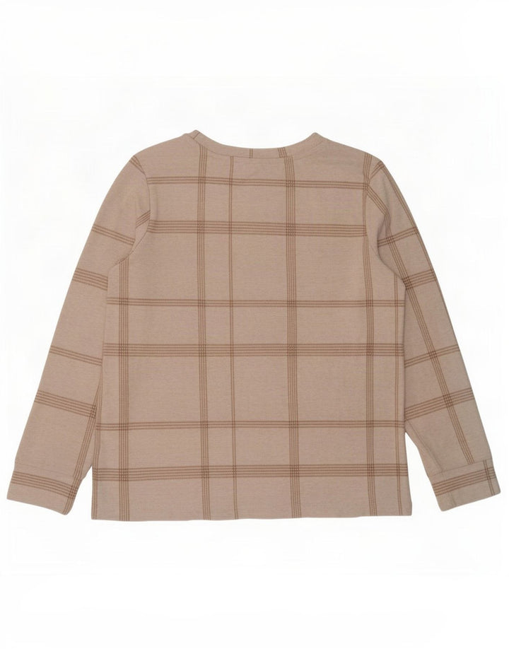 Marks & Spencer Womens Top Long Sleeve UK 12 Medium Off White Check