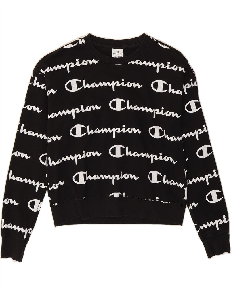 CHAMPION Girls Graphic Sweatshirt Jumper 15-16 Years 2XL Black Cotton Vintage Champion and Second-Hand Champion from Messina Hembry 