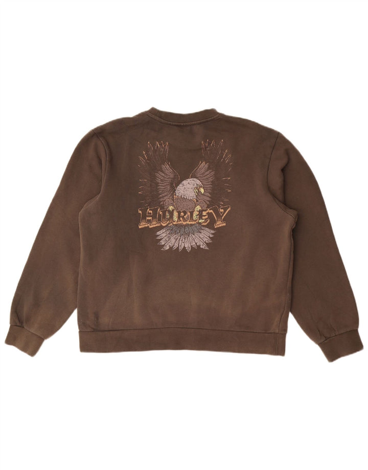 Hurley Mens Graphic Sweatshirt Jumper XS Brown Cotton