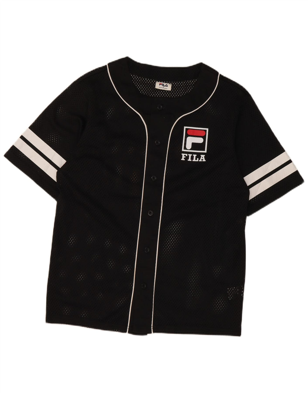 Fila Mens Graphic Jersey Top Small Black Colourblock Polyester