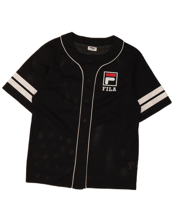 Fila Mens Graphic Jersey Top Small Black Colourblock Polyester