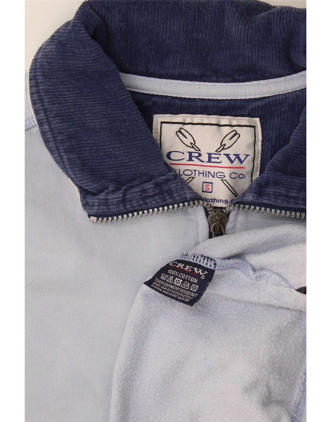 Crew Clothing Mens Zip Neck Sweatshirt Jumper Small Blue Cotton