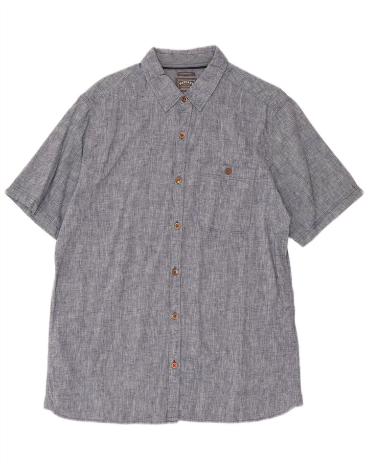 Fat Face Mens Short Sleeve Classic Fit Shirt Medium Blue Linen