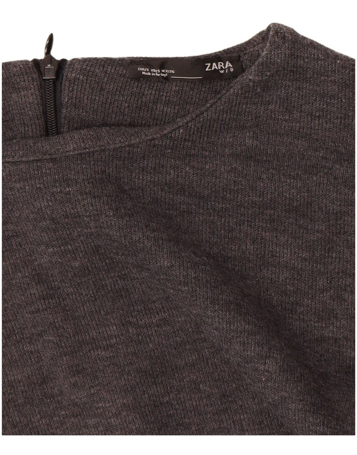 Zara Womens Jumper Dress UK 8 Small Grey Cotton