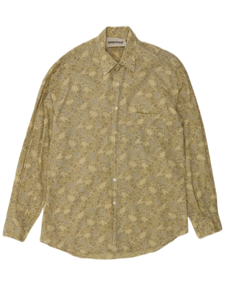 Vintage Mens Shirt Large Khaki Floral