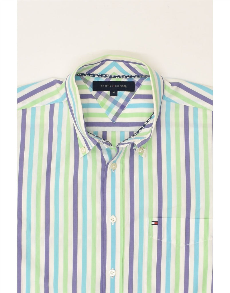 TOMMY HILFIGER Mens Short Sleeve Shirt Medium Multicoloured Striped Cotton | Vintage Tommy Hilfiger | Thrift | Second-Hand Tommy Hilfiger | Used Clothing | Messina Hembry 