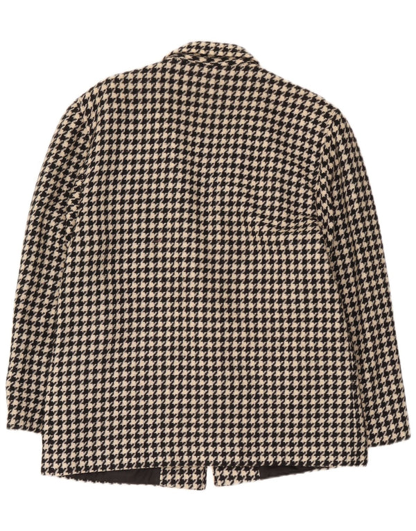 Vintage Womens 1 Button Blazer Jacket UK 14 Medium Black Houndstooth