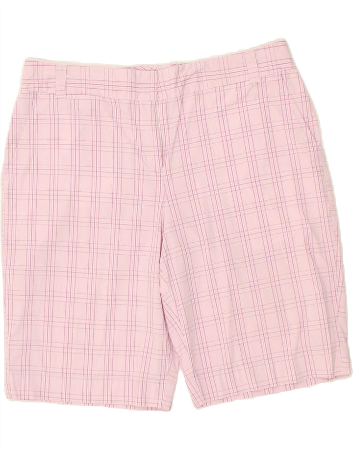 IZOD Womens Chino Shorts US 12 Large W34  Pink Check Cotton Vintage Izod and Second-Hand Izod from Messina Hembry 