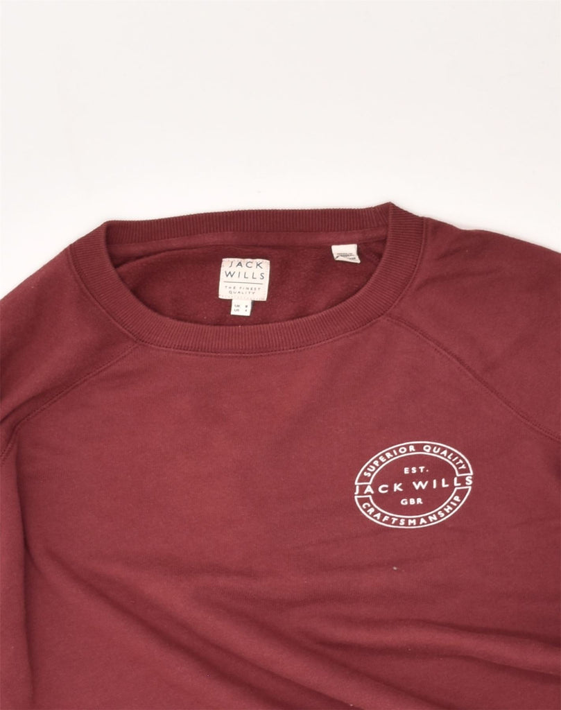 JACK WILLS Womens Sweatshirt Jumper UK 8 Small Maroon Cotton | Vintage Jack Wills | Thrift | Second-Hand Jack Wills | Used Clothing | Messina Hembry 