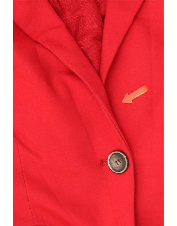 Zara Womens 1 Button Blazer Jacket UK 10 Small Red Cotton