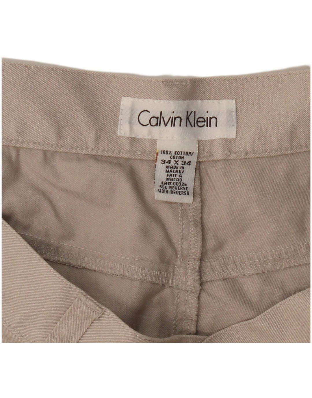 Calvin Klein Mens Straight Casual Trousers W34 L29 Grey Cotton