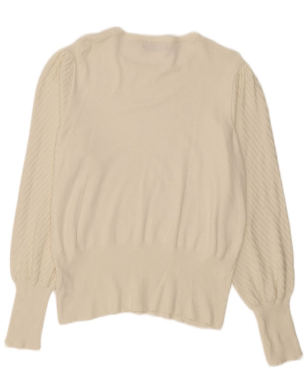 Marks & Spencer Womens Boat Neck Jumper Sweater UK 14 Medium Off White