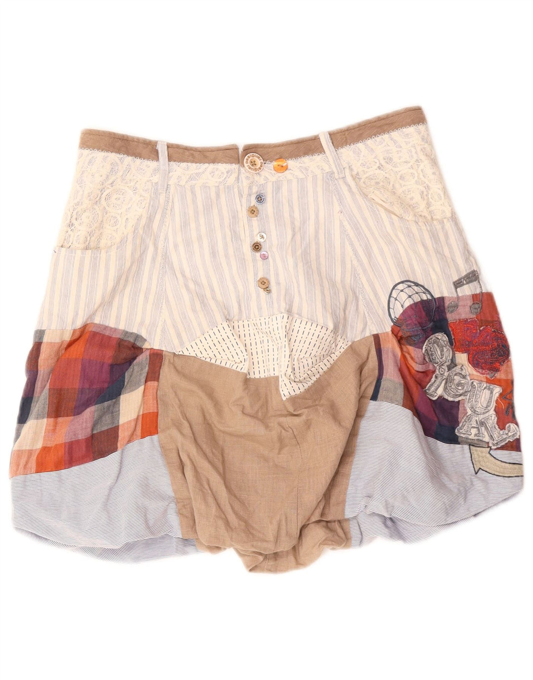 DESIGUAL Womens Bubble Skirt EU 36 Small W30 Multicoloured Patchwork