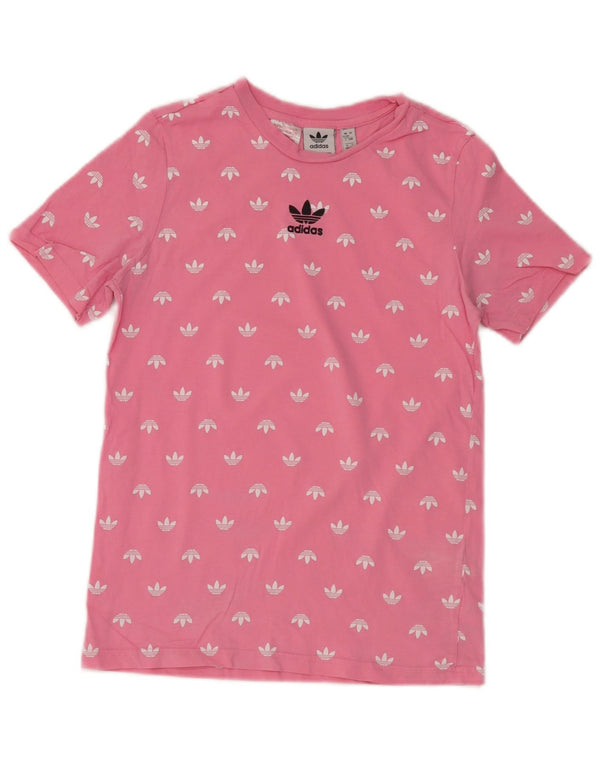 Adidas Girls Graphic T-Shirt Top 12-13 Years Pink Cotton