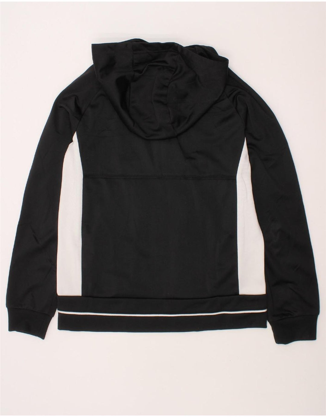 ADIDAS Boys Zip Hoodie Sweater 9-10 Years Black Colourblock Polyester