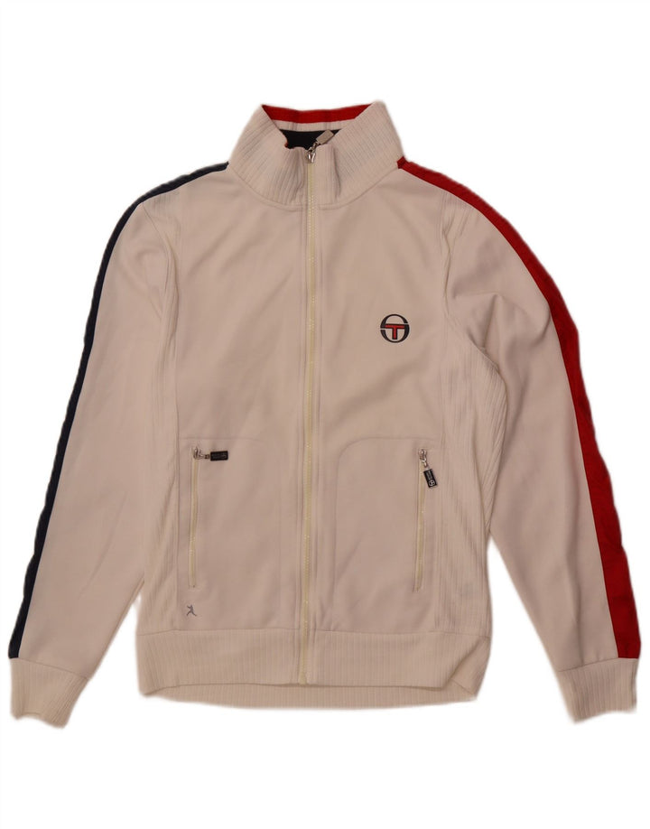 Sergio Tacchini Mens Tracksuit Top Jacket Small White Colourblock Polyester