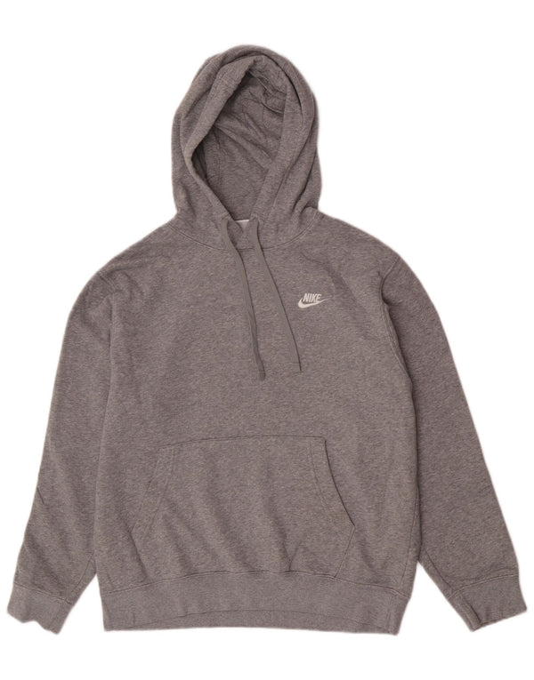 Nike Mens Graphic Hoodie Jumper Medium Grey Flecked Cotton
