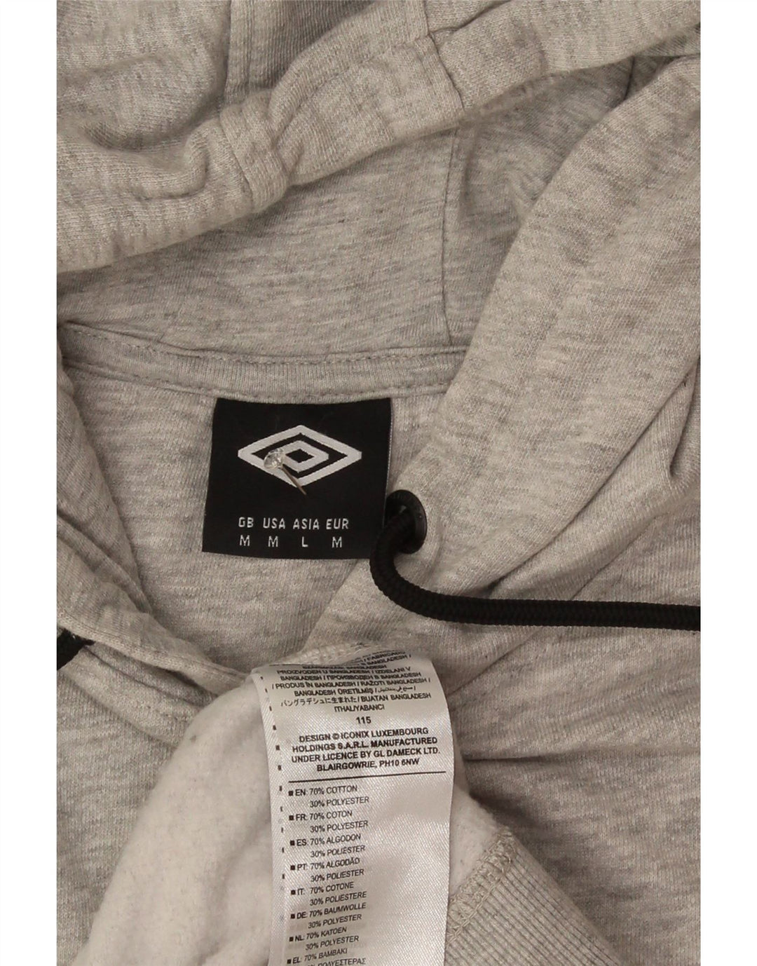 Umbro Mens Graphic Hoodie Jumper Medium Grey Cotton