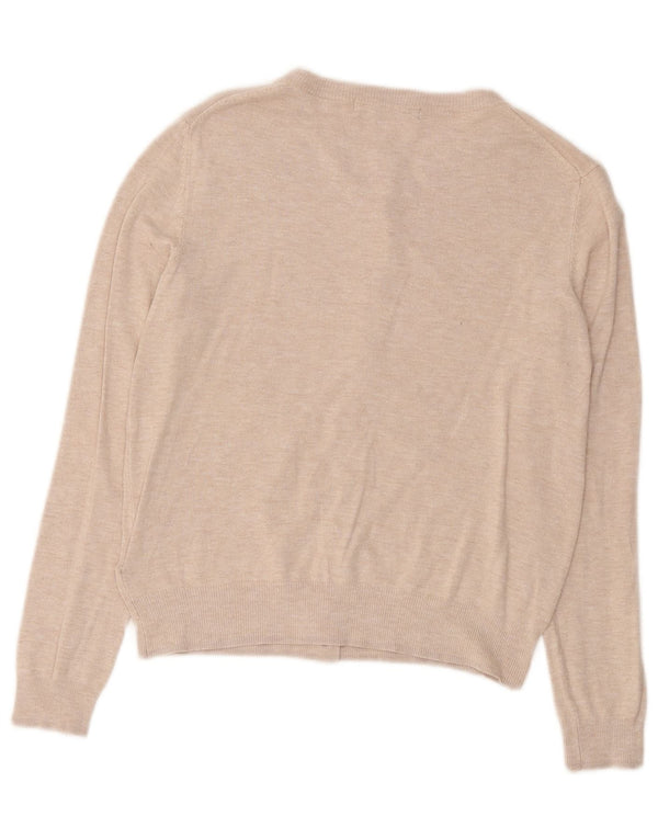 Marks & Spencer Womens Crop Cardigan Sweater UK 10 Small Beige Viscose