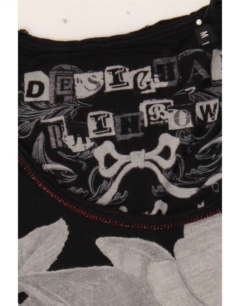 DESIGUAL Womens Graphic Top Long Sleeve UK 12 Medium Black Vintage Desigual and Second-Hand Desigual from Messina Hembry 