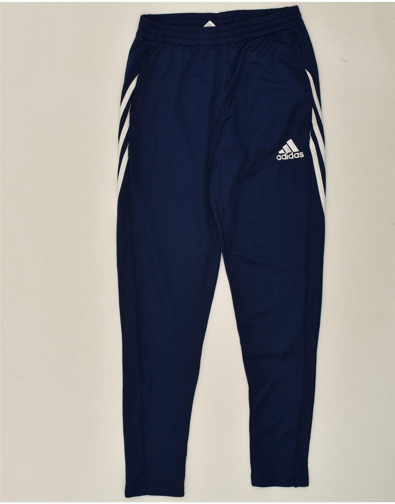 ADIDAS Mens Climalite Graphic Tracksuit Trousers Small Navy Blue Polyester | Vintage Adidas | Thrift | Second-Hand Adidas | Used Clothing | Messina Hembry 