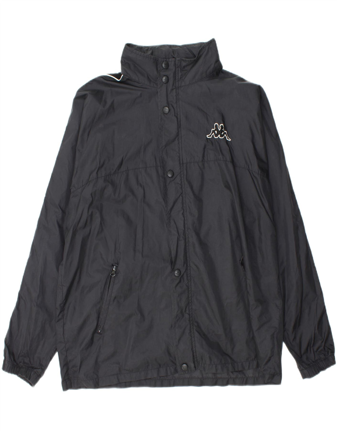 KAPPA Mens Graphic Windbreaker Jacket UK 42 XL Black Nylon