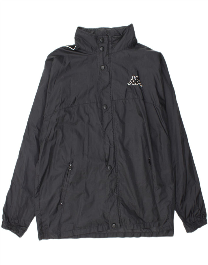 KAPPA Mens Graphic Windbreaker Jacket UK 42 XL Black Nylon