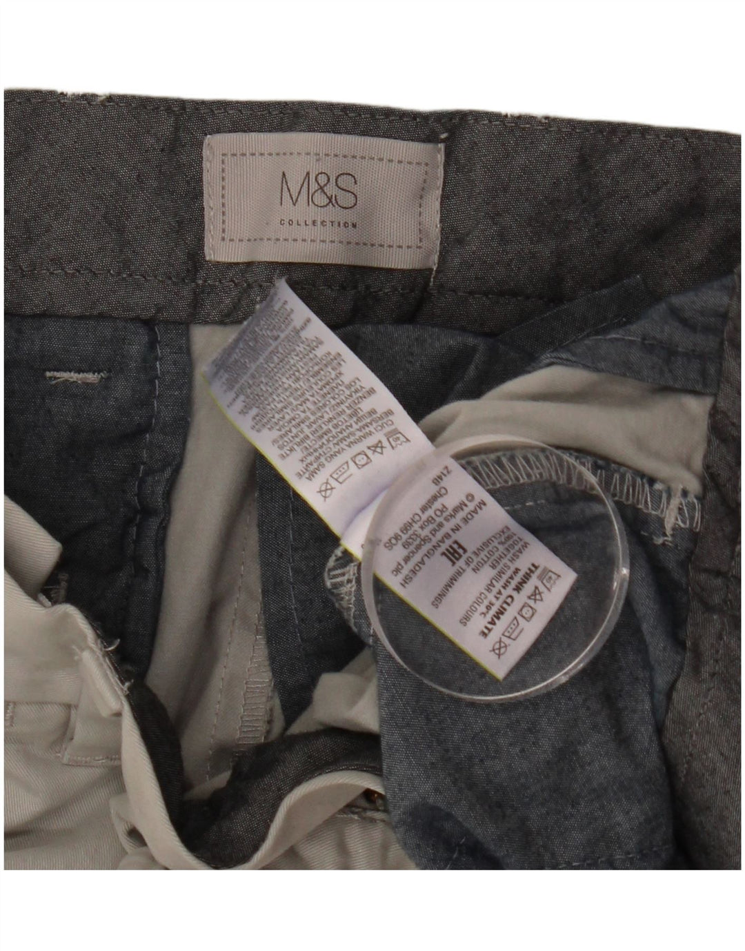 Marks & Spencer Mens Chino Shorts W34 Large Grey Cotton