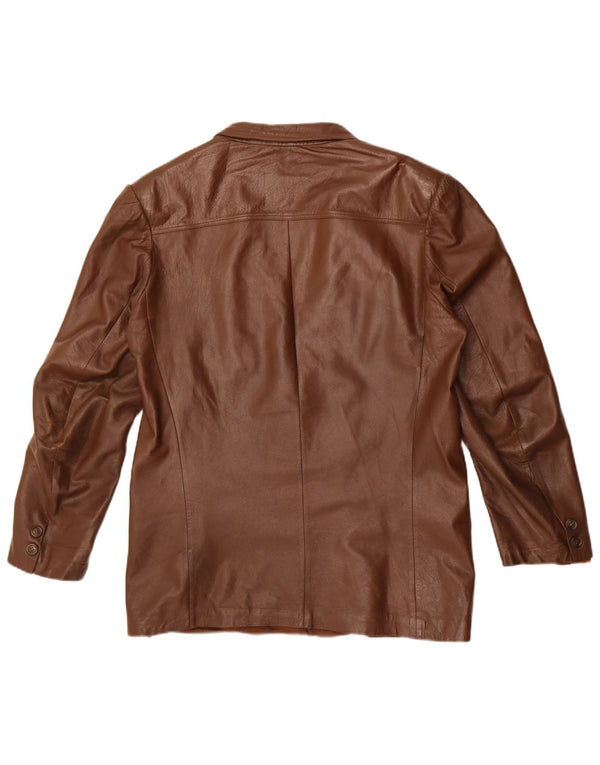 Vintage Mens 2 Button Leather Blazer Jacket UK 40 Large Brown