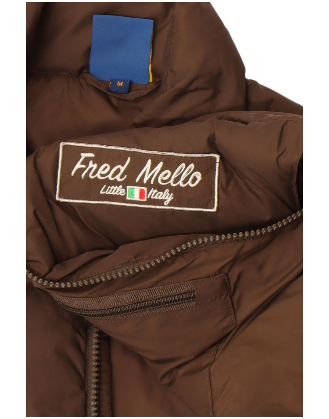 Fred Mello Mens Graphic Padded Gilet UK 40 Medium Brown Polyamide