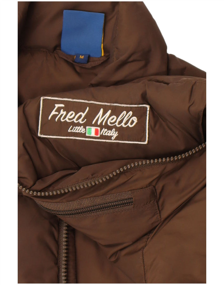 Fred Mello Mens Graphic Padded Gilet UK 40 Medium Brown Polyamide
