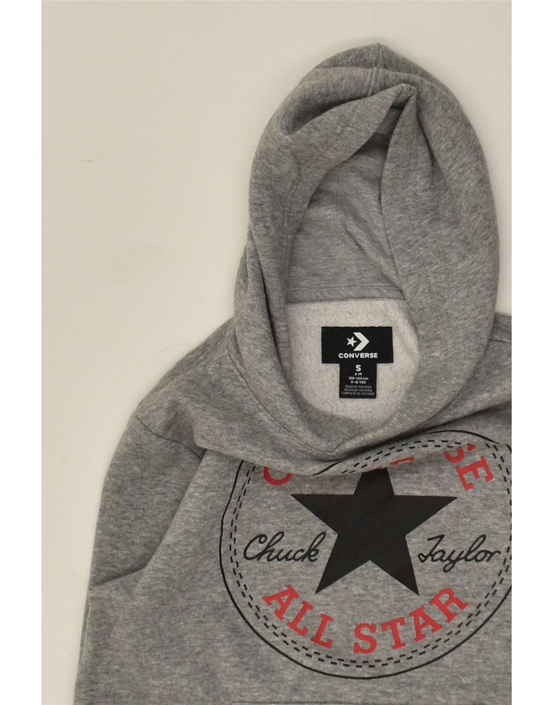 CONVERSE Girls Graphic Hoodie Jumper 8-9 Years Small Grey Cotton | Vintage Converse | Thrift | Second-Hand Converse | Used Clothing | Messina Hembry 