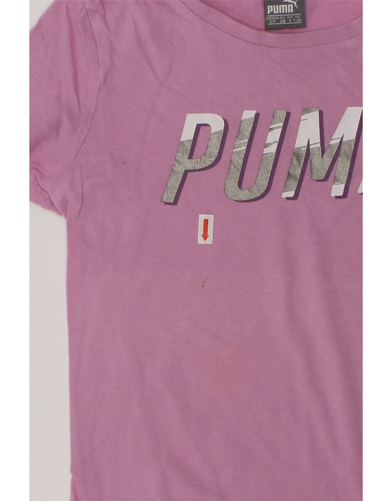 PUMA Girls Graphic T-Shirt Top 7-8 Years Purple Cotton | Vintage Puma | Thrift | Second-Hand Puma | Used Clothing | Messina Hembry 