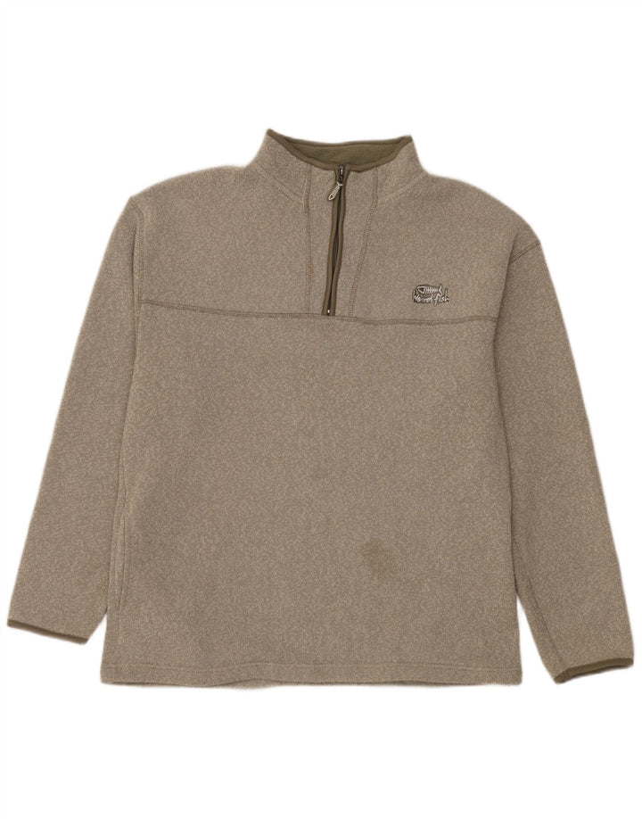Weird Fish Mens Zip Neck Jumper Sweater Large Khaki Polyester