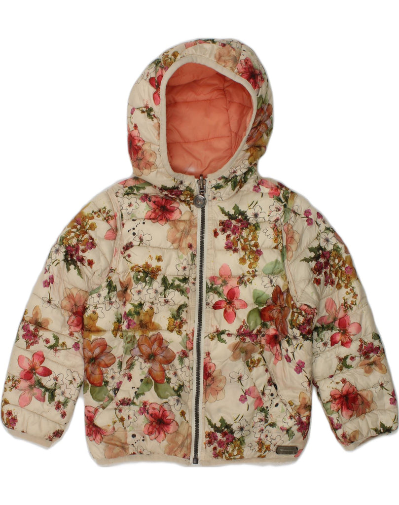 CHAMPION Girls Hooded Reversible Padded Jacket 3-4 Years 2XS White Floral | Vintage Champion | Thrift | Second-Hand Champion | Used Clothing | Messina Hembry 