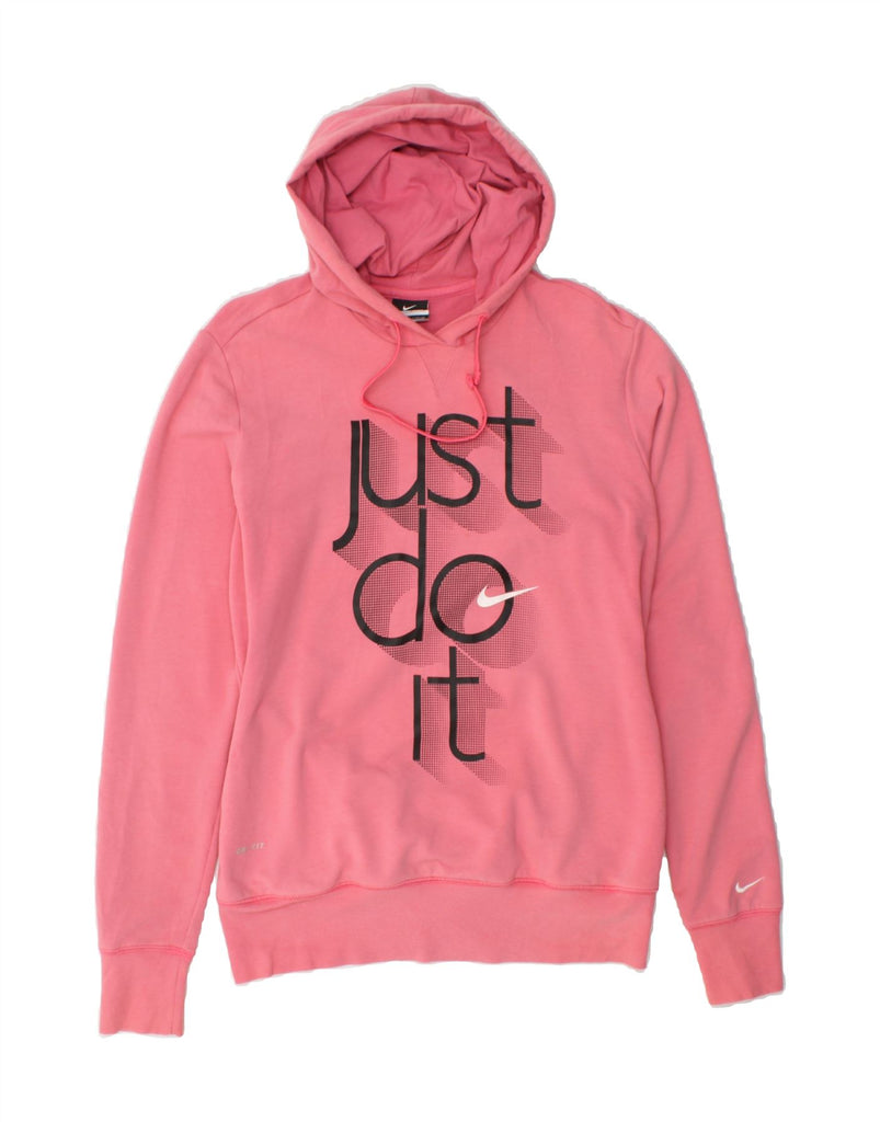 NIKE Womens Graphic Hoodie Jumper UK 14 Medium Pink Cotton Vintage Nike and Second-Hand Nike from Messina Hembry 